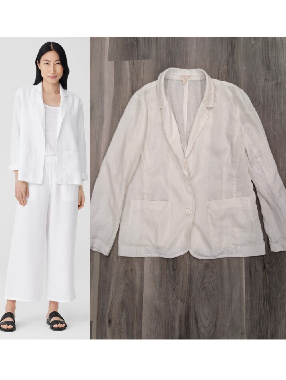 Eileen Fisher | Organic Linen Notch Lapel Blazer In White